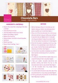 Chocolate Bars with Lustre Dust Recipe Sheet