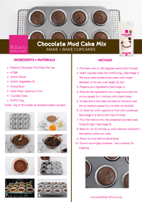 Chocolate Cupcake Recipe Sheet