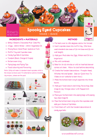 Spookey Eyes Cupcakes Recipe Sheet