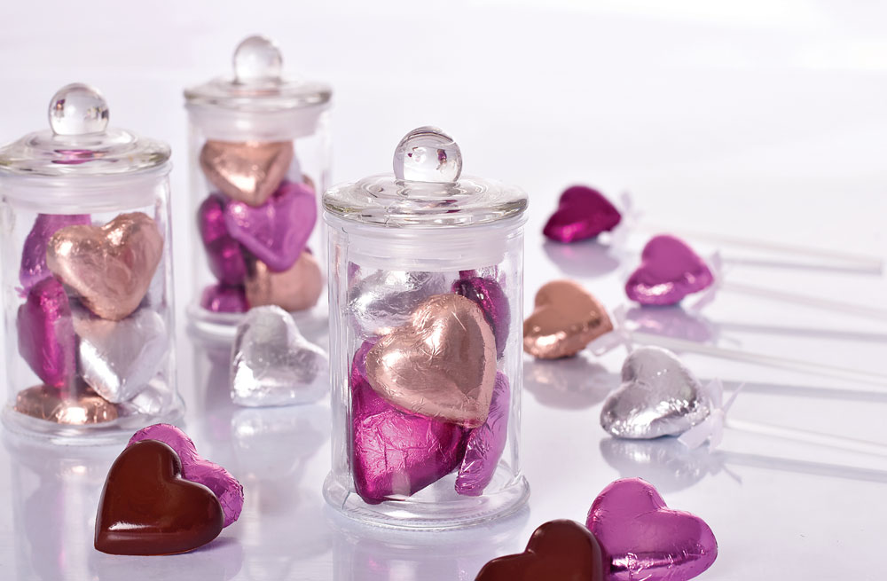 silver purple edible hearts