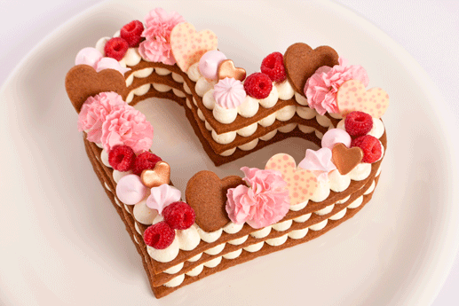 Heart-shaped biscuit cake with cream and raspberries, Stock Photo, Picture  And Rights Managed Image. Pic. SFD-455049 | agefotostock